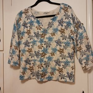 Christopher Banks 3/4 sleeve zip front sweeter